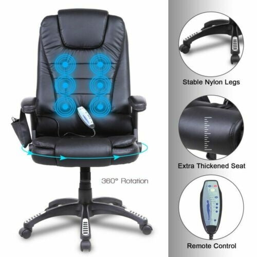 [US Warehouse] Ergonomic Heated 6 Point Vibrating Swivel Office Massage Chairs, Size: 26x31x43.3-47.2 inch