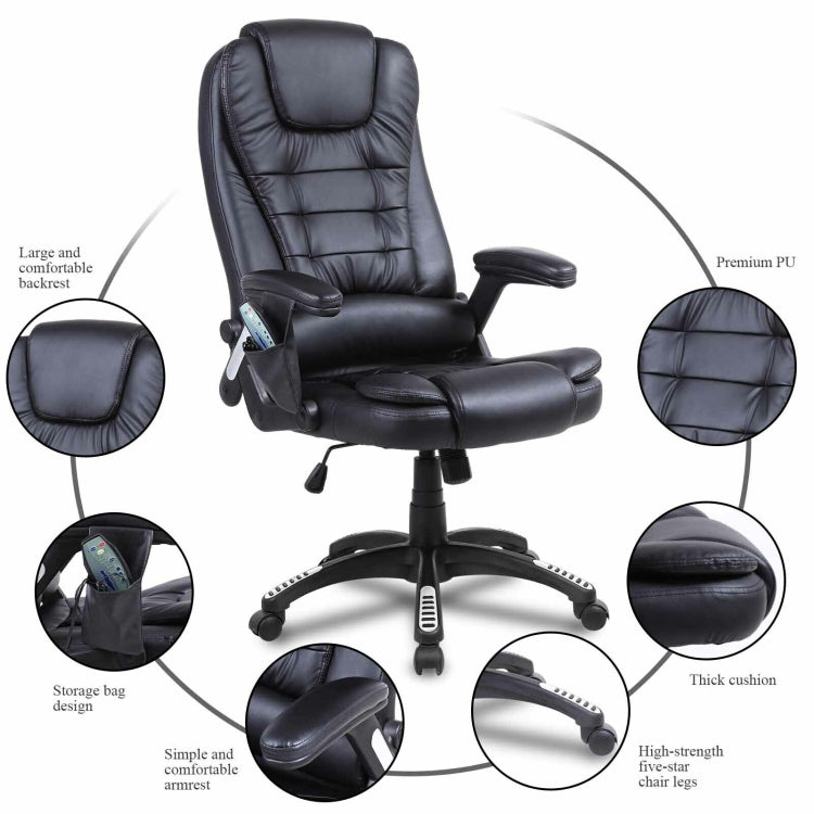 [US Warehouse] Ergonomic Heated 6 Point Vibrating Swivel Office Massage Chairs, Size: 26x31x43.3-47.2 inch
