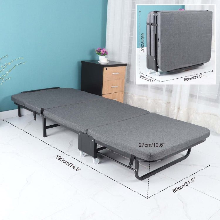 [US Warehouse] Folding Bed Frame with Thick Memory Foam Mattress, Size: 74.8x31.4x11.8 icnh