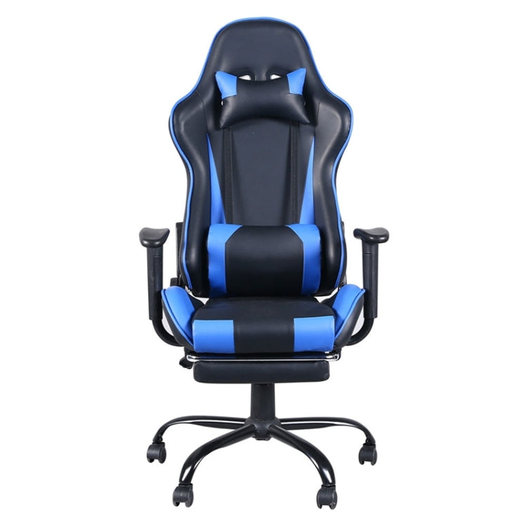 [US Warehouse] Ergonomic Gaming Chairs with Foot Support & Armrest & Cushion (Black+Blue)