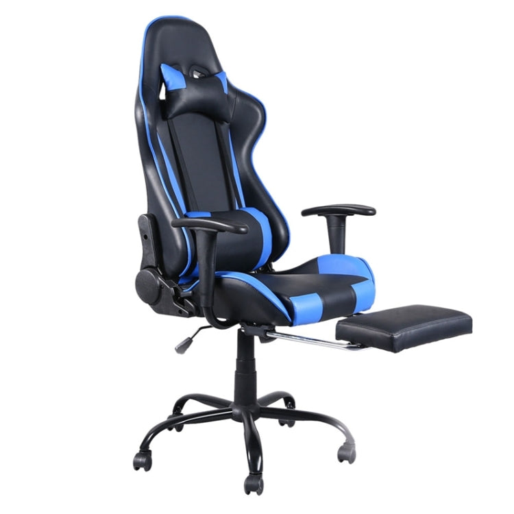 [US Warehouse] Ergonomic Gaming Chairs with Foot Support & Armrest & Cushion (Black+Blue)