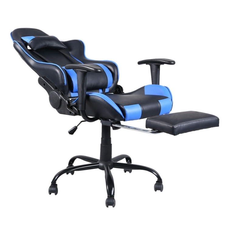 [US Warehouse] Ergonomic Gaming Chairs with Foot Support & Armrest & Cushion (Black+Blue)