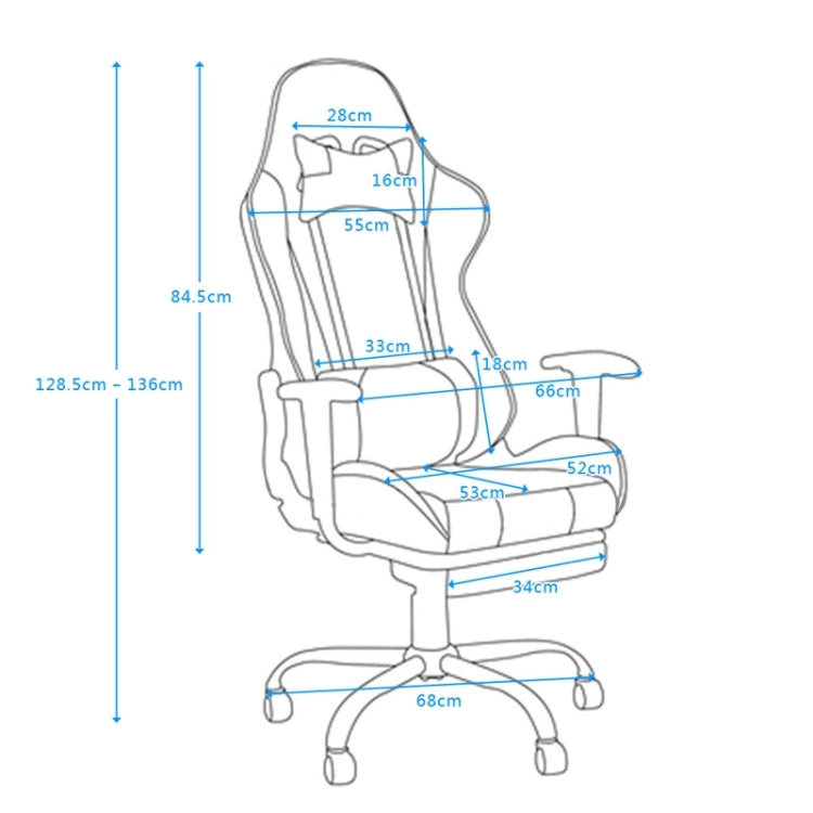 [US Warehouse] Ergonomic Gaming Chairs with Foot Support & Armrest & Cushion (Black+Blue)