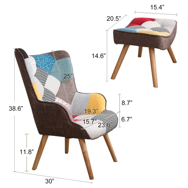 [US Warehouse] 2 in 1 Home Patchwork Armchair Sets
