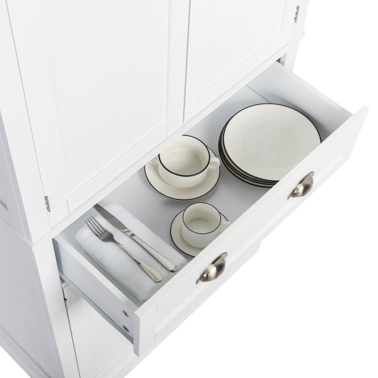 [US Warehouse] Double Doors Up and Down Wooden Storage Cabinet with Drawer