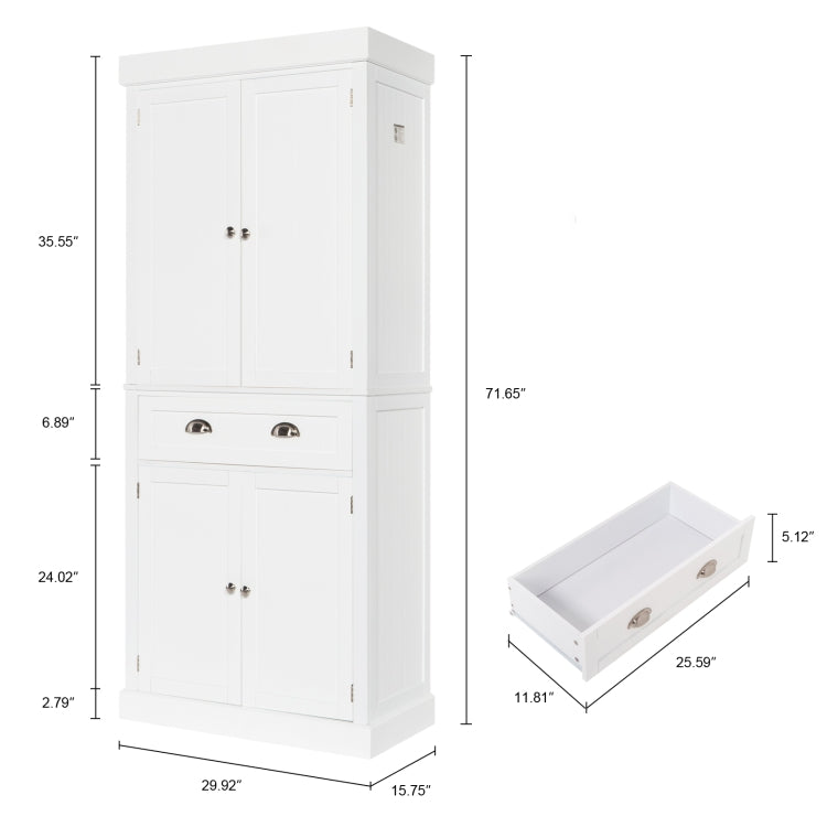 [US Warehouse] Double Doors Up and Down Wooden Storage Cabinet with Drawer