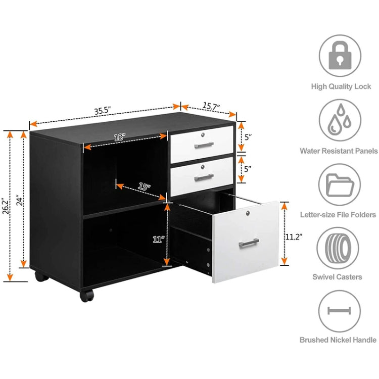 [US Warehouse] Wood Office File Cabinet, Size: 35.5x15.7x26 inch