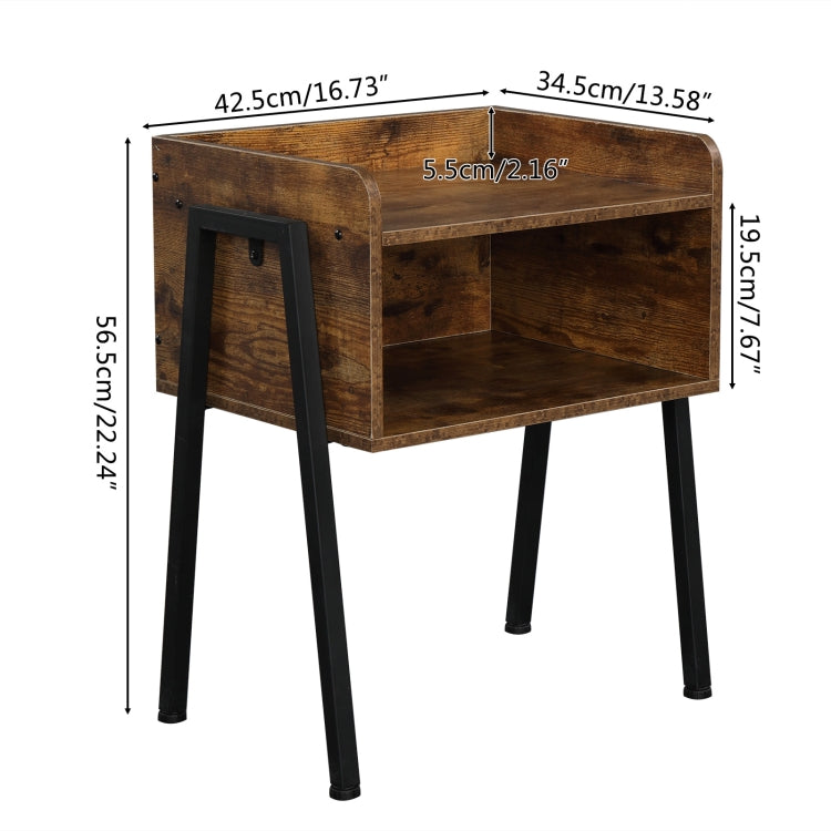 [US Warehouse] Steel Frame Industrial Furniture Nightstand, Size: 42x35x52cm