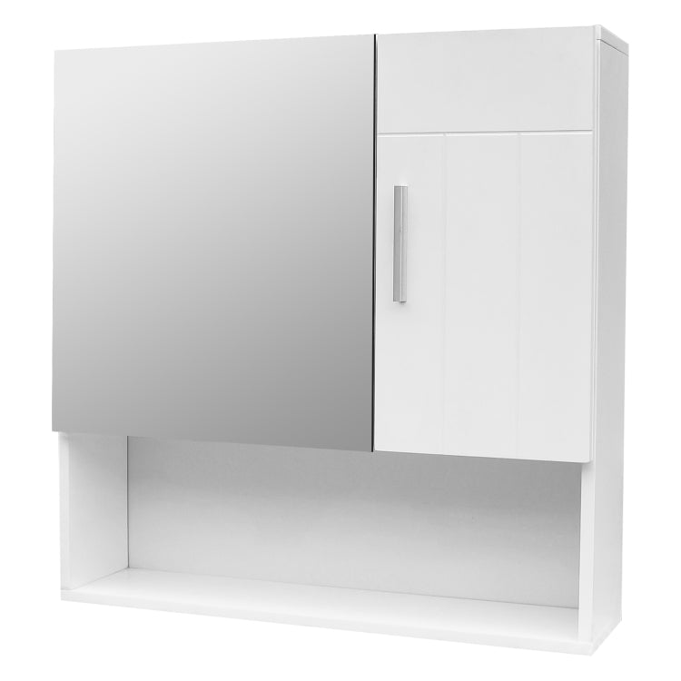 [US Warehouse] MDF One Mirror Door One Wooden Door Bathroom Sink Cabinet, Size: 55x15x55cm