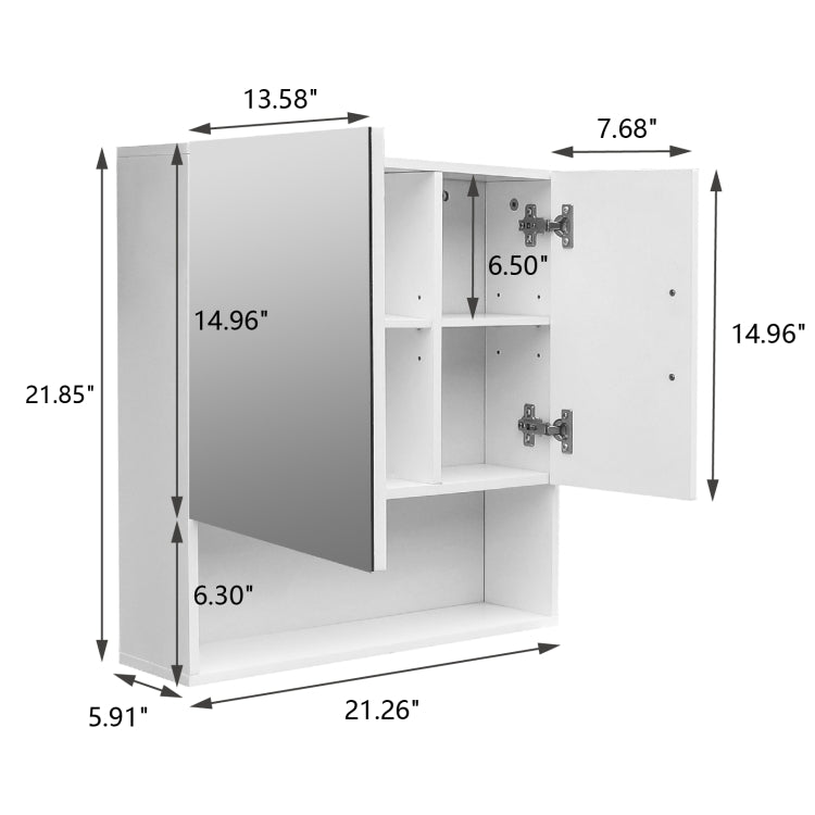 [US Warehouse] MDF One Mirror Door One Wooden Door Bathroom Sink Cabinet, Size: 55x15x55cm