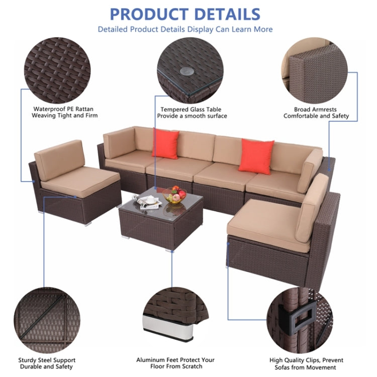 [US Warehouse] 7 in 1 PE Rattan Sofa Combination Home Set