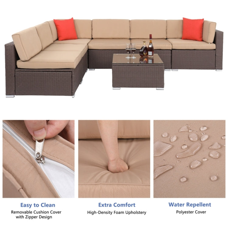 [US Warehouse] 7 in 1 PE Rattan Sofa Combination Home Set