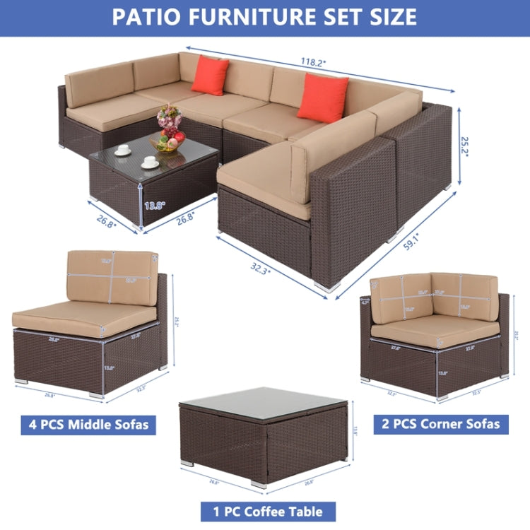 [US Warehouse] 7 in 1 PE Rattan Sofa Combination Home Set