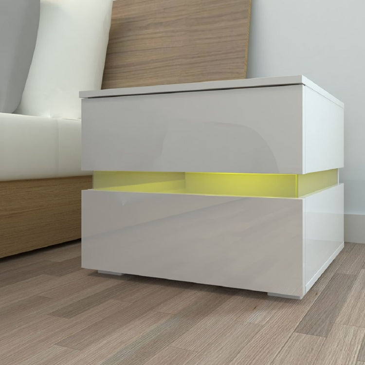 [UK Warehouse] RGB LED Double Drawer Bedside Cabinet, Size: 60x39x47cm