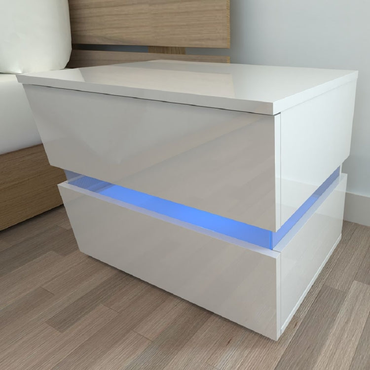 [UK Warehouse] RGB LED Double Drawer Bedside Cabinet, Size: 60x39x47cm