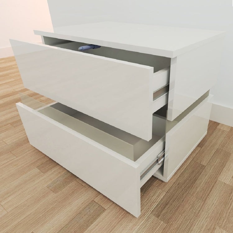[UK Warehouse] RGB LED Double Drawer Bedside Cabinet, Size: 60x39x47cm