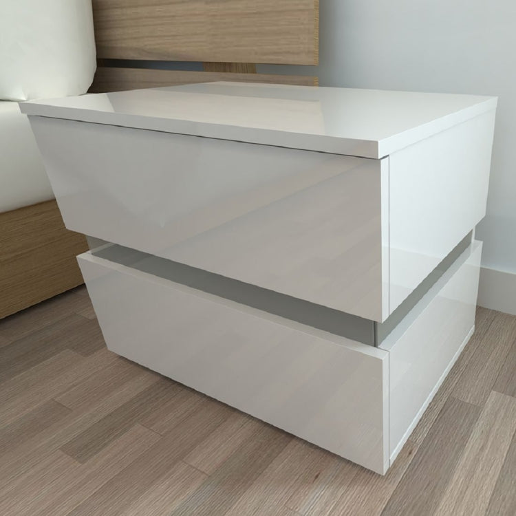 [UK Warehouse] RGB LED Double Drawer Bedside Cabinet, Size: 60x39x47cm