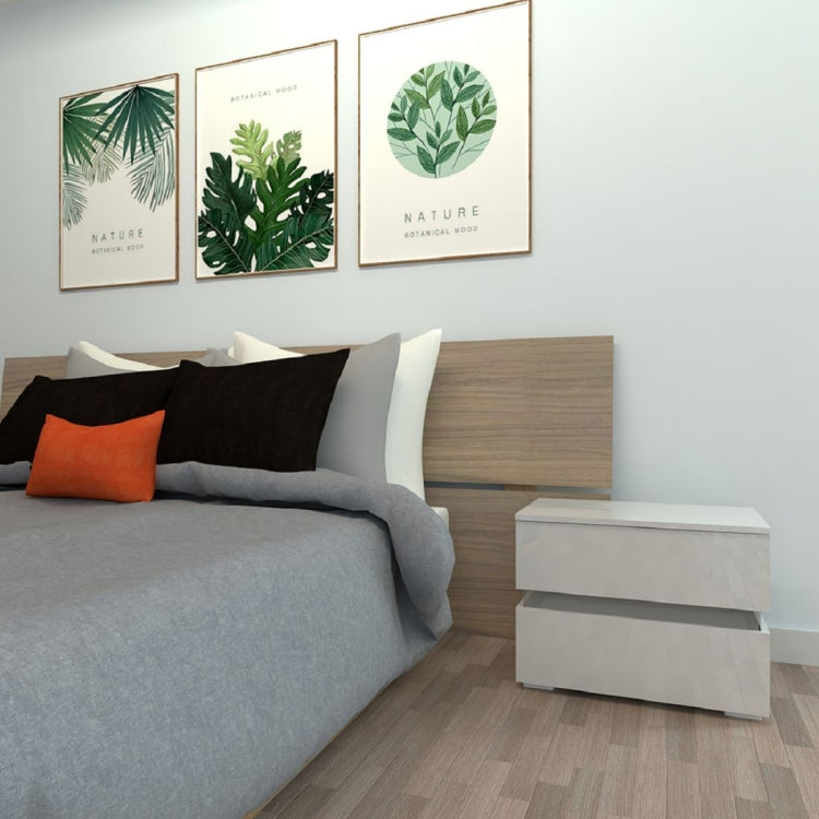 [UK Warehouse] RGB LED Double Drawer Bedside Cabinet, Size: 60x39x47cm