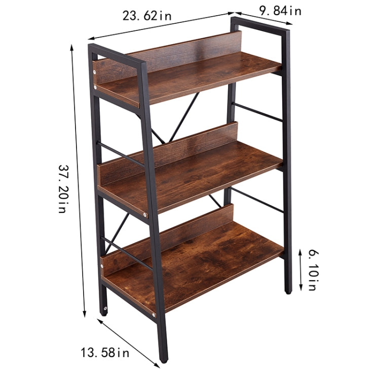 [US Warehouse] H Ladder 3-Tier MDF Bookshelf, Size: 37.2 x 23.62 x 13.58 inch