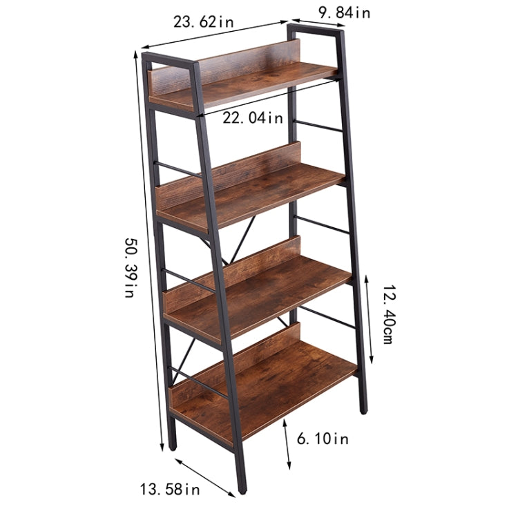 [US Warehouse] H Ladder 4-Tier MDF Bookshelf, Size: 50.39 x 23.62 x 13.58 inch
