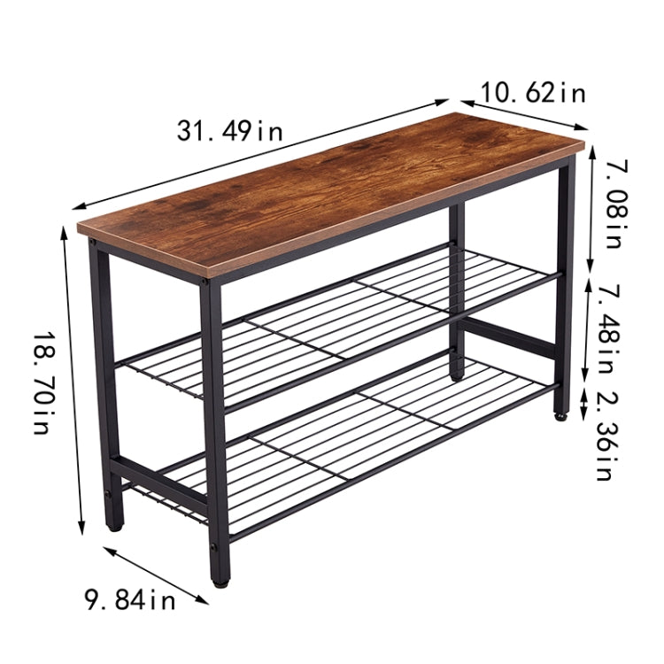 [US Warehouse] Rectangular 3-Tier Metal Shoe Rack, Size: 31.49 x 18.7 x 10.62 inch