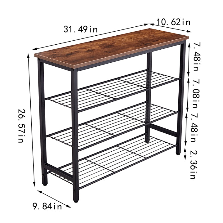 [US Warehouse] Rectangular 4-Tier Metal Shoe Rack, Size: 31.49 x 26.57 x 10.62 inch