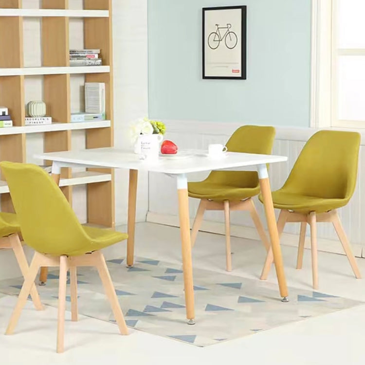 [EU Warehouse] 2 PCS Tulip Flannel Retro Design Wooden Chair Kitchen Dining Chair Office Chair, Size: 49 x 51 x 60 cm(Yellow+Green)