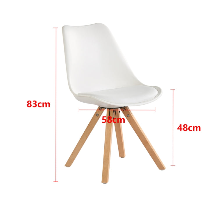 [EU Warehouse] 4 PCS White Tulip Solid Wood Beech Square Leg Chair Retro Design Thickened Dining Table Chair, Size: 54 x 48 x 46 cm(White)