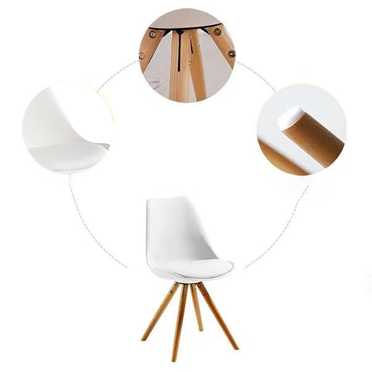 [EU Warehouse] 4 PCS White Tulip Solid Wood Beech Square Leg Chair Retro Design Thickened Dining Table Chair, Size: 54 x 48 x 46 cm(White)