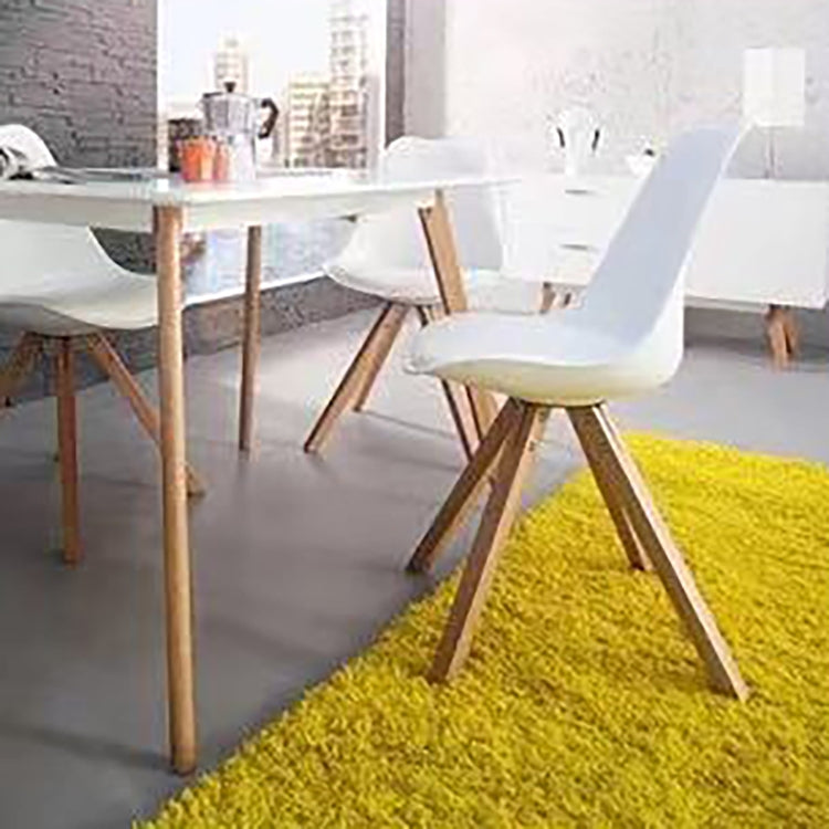 [EU Warehouse] 4 PCS White Tulip Solid Wood Beech Square Leg Chair Retro Design Thickened Dining Table Chair, Size: 54 x 48 x 46 cm(White)