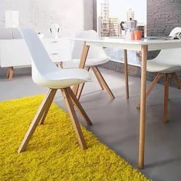 [EU Warehouse] 4 PCS White Tulip Solid Wood Beech Square Leg Chair Retro Design Thickened Dining Table Chair, Size: 54 x 48 x 46 cm(White)