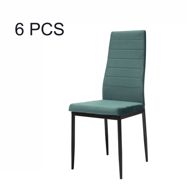 [EU Warehouse] 6 PCS Velvet High-back Horizontal Line Dining Chair Sofa Chair, Size: 115 x 46 x 25cm(Dark Green)