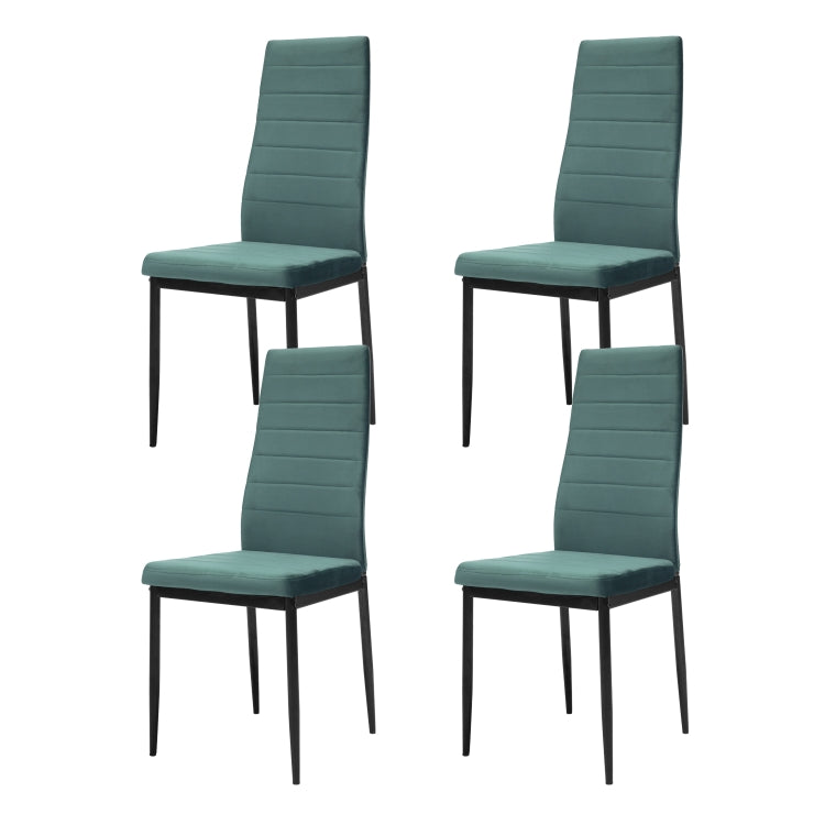 [EU Warehouse] 6 PCS Velvet High-back Horizontal Line Dining Chair Sofa Chair, Size: 115 x 46 x 25cm(Dark Green)