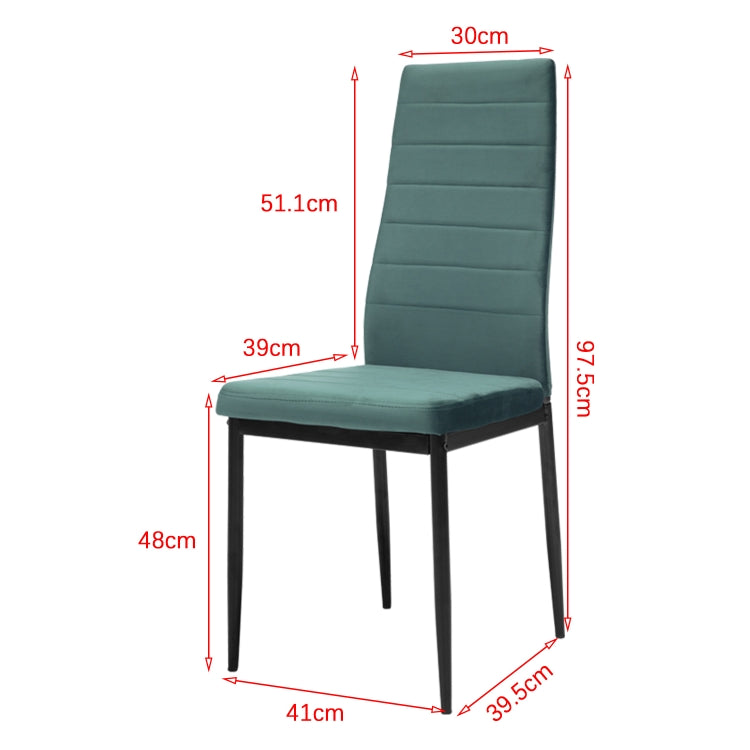 [EU Warehouse] 6 PCS Velvet High-back Horizontal Line Dining Chair Sofa Chair, Size: 115 x 46 x 25cm(Dark Green)
