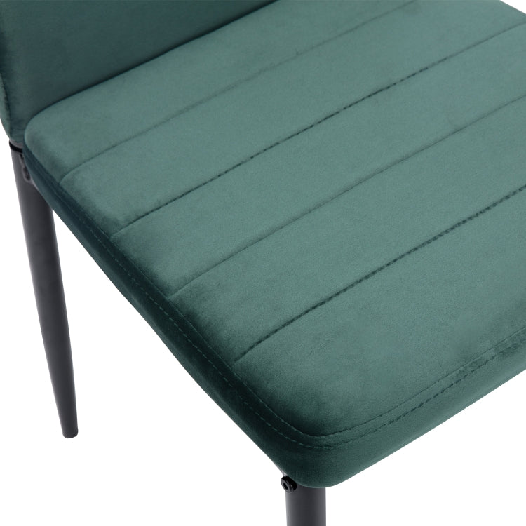 [EU Warehouse] 6 PCS Velvet High-back Horizontal Line Dining Chair Sofa Chair, Size: 115 x 46 x 25cm(Dark Green)