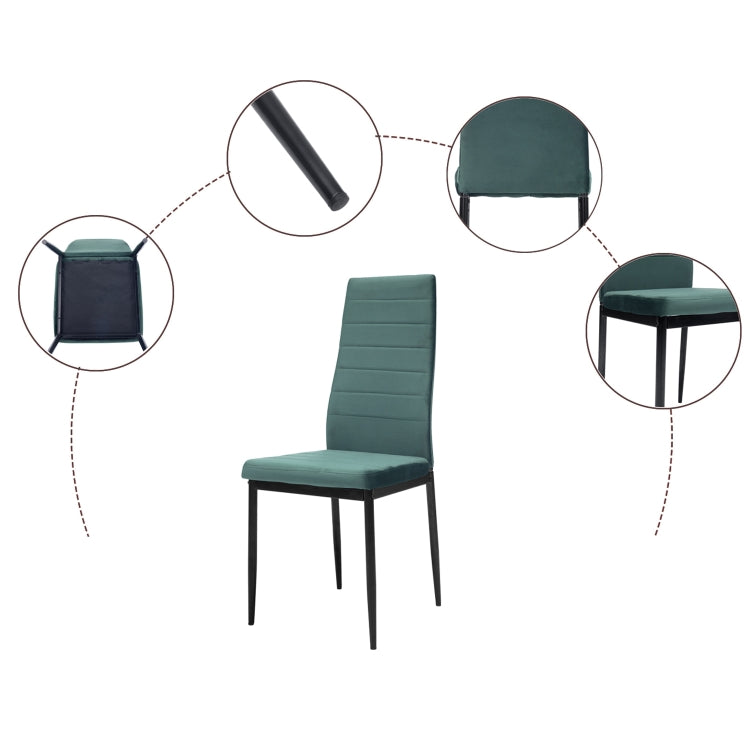 [EU Warehouse] 6 PCS Velvet High-back Horizontal Line Dining Chair Sofa Chair, Size: 115 x 46 x 25cm(Dark Green)