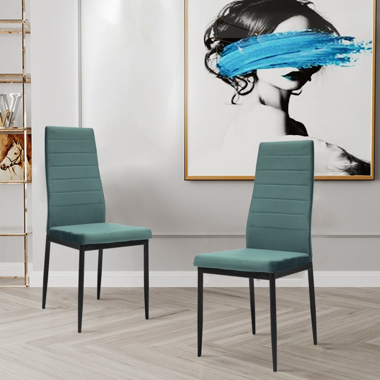[EU Warehouse] 6 PCS Velvet High-back Horizontal Line Dining Chair Sofa Chair, Size: 115 x 46 x 25cm(Dark Green)