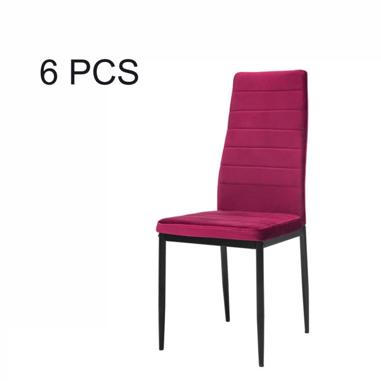 [EU Warehouse] 6 PCS Velvet High-back Horizontal Line Dining Chair Sofa Chair, Size: 115 x 46 x 25cm(Wine Red)