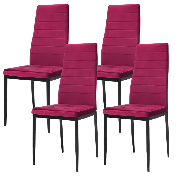 [EU Warehouse] 6 PCS Velvet High-back Horizontal Line Dining Chair Sofa Chair, Size: 115 x 46 x 25cm(Wine Red)