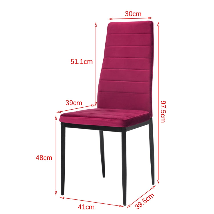 [EU Warehouse] 6 PCS Velvet High-back Horizontal Line Dining Chair Sofa Chair, Size: 115 x 46 x 25cm(Wine Red)