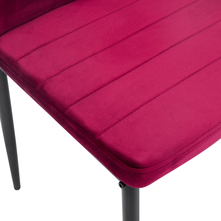 [EU Warehouse] 6 PCS Velvet High-back Horizontal Line Dining Chair Sofa Chair, Size: 115 x 46 x 25cm(Wine Red)