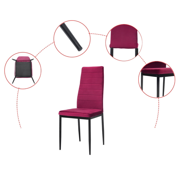 [EU Warehouse] 6 PCS Velvet High-back Horizontal Line Dining Chair Sofa Chair, Size: 115 x 46 x 25cm(Wine Red)