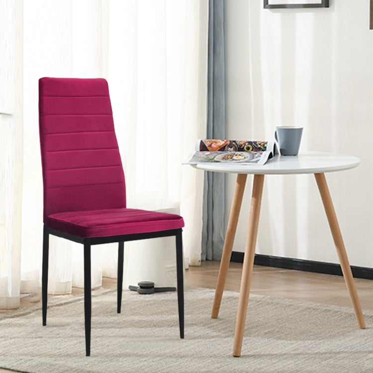 [EU Warehouse] 6 PCS Velvet High-back Horizontal Line Dining Chair Sofa Chair, Size: 115 x 46 x 25cm(Wine Red)