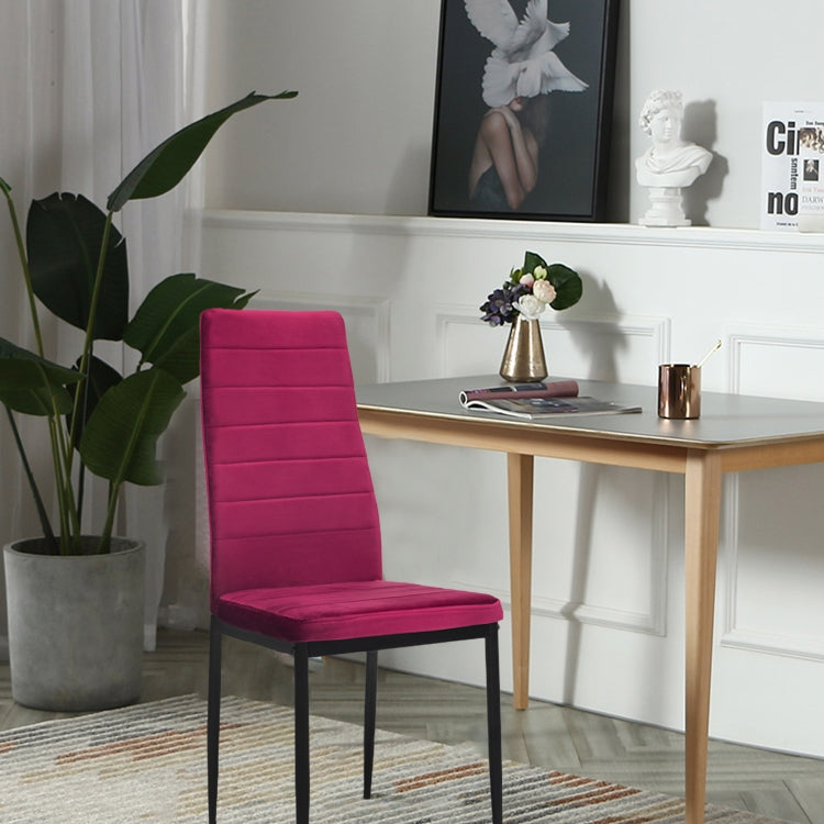 [EU Warehouse] 6 PCS Velvet High-back Horizontal Line Dining Chair Sofa Chair, Size: 115 x 46 x 25cm(Wine Red)