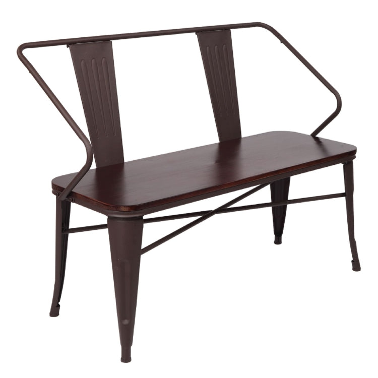 [US Warehouse] 45 inch Iron And Wood Combined Industrial Wind Bench