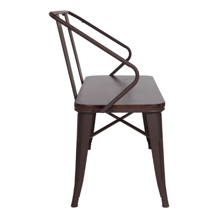 [US Warehouse] 45 inch Iron And Wood Combined Industrial Wind Bench