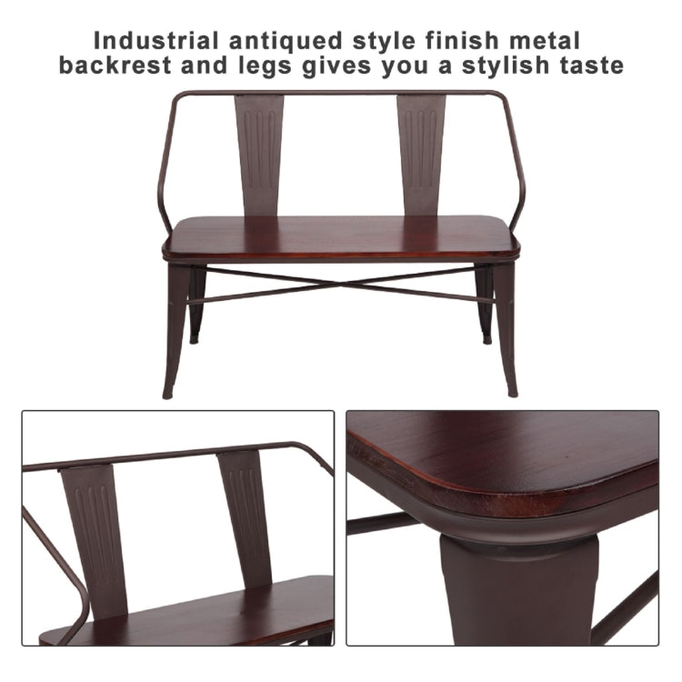 [US Warehouse] 45 inch Iron And Wood Combined Industrial Wind Bench