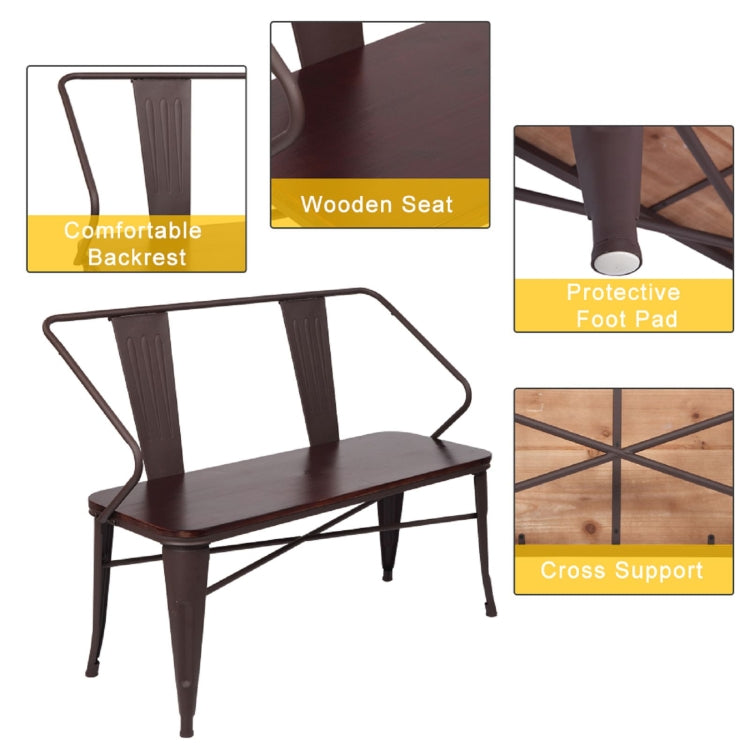 [US Warehouse] 45 inch Iron And Wood Combined Industrial Wind Bench