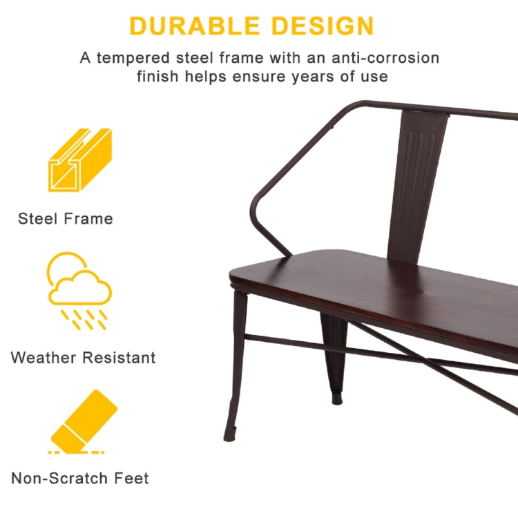 [US Warehouse] 45 inch Iron And Wood Combined Industrial Wind Bench