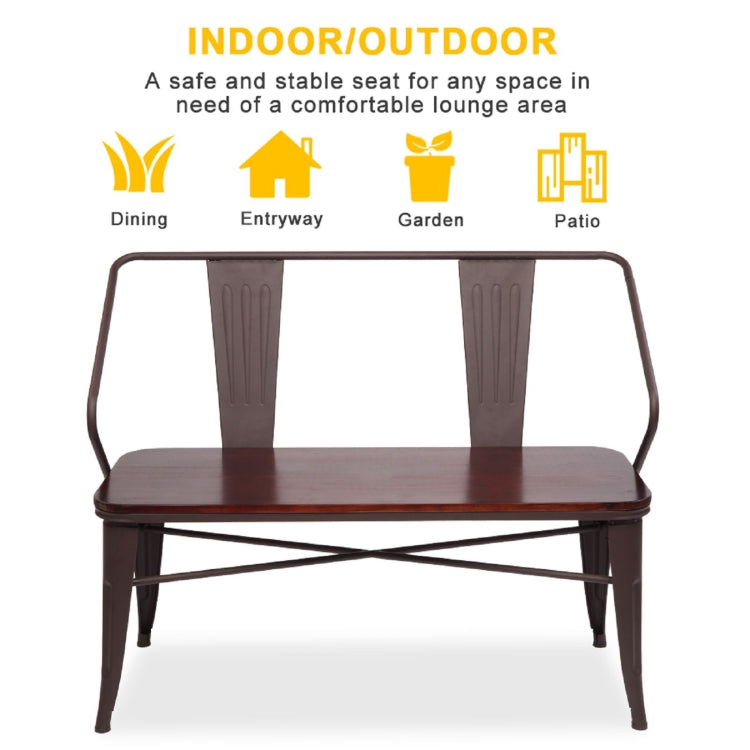 [US Warehouse] 45 inch Iron And Wood Combined Industrial Wind Bench